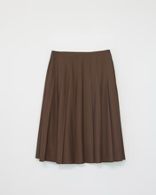 Tropical Wool Pleated Skirt - Brown