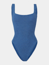 Square Neck Swimsuit - Metallic Denim
