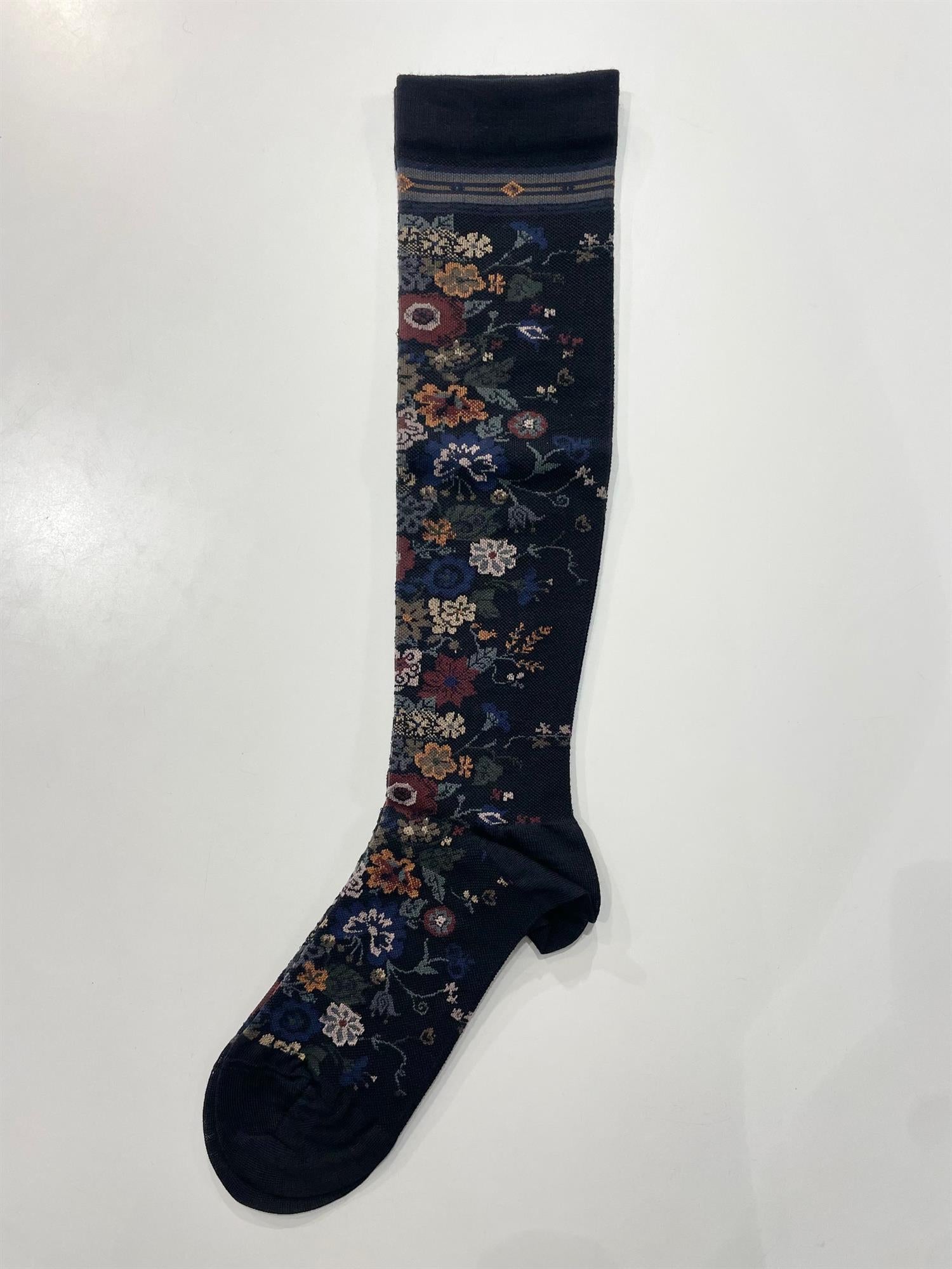 Happy Flower High Socks - Black