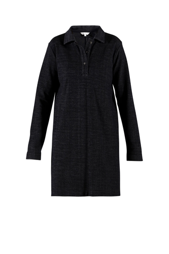 Gry Wool Polo Dress - Black