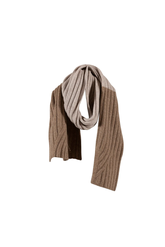 Fabienne Lambwool Knit Scarf - Cognac Melange