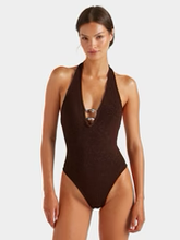Adriana Beaded Swimsuit - Metallic Chocolate