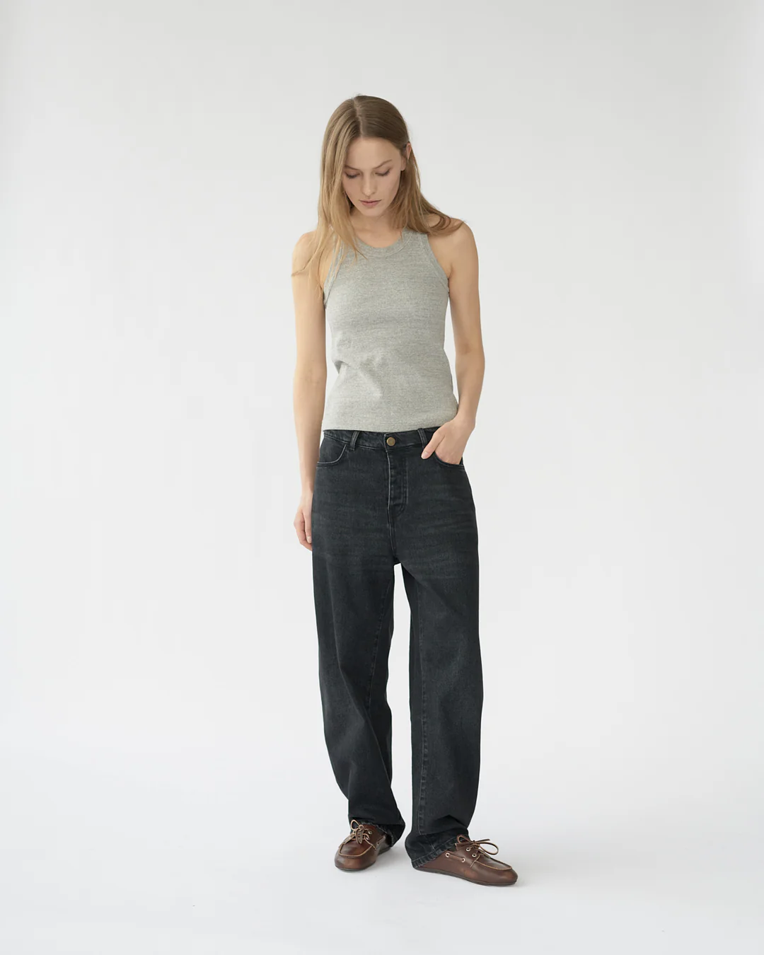 Hemp/Cotton Barrel Jeans - Washed Black