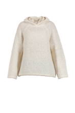 Cat Boucle Knit Hoodie - Ecru