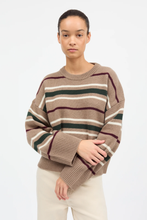 Cannes Jumper  - LightBrown/Green/Winestripe