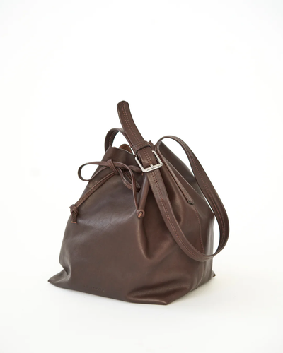 Leather Bucket Bag - Brown