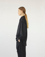 Fine Wool Oversized Shirt - Navy