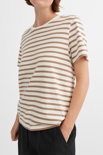 Loui Regular Tee - Light Brown/White Stripe