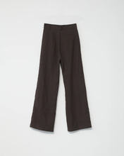 Linen Wide Box Pants - Dark Brown