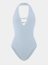 Adriana Beaded Swimsuit - Metallic Blue