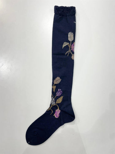 Bouquet Tulip High Socks - Navy