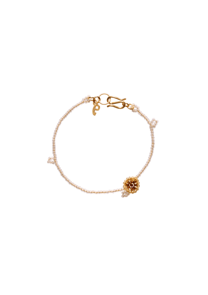 Mini Beaded Bracelet - BrownWhite Flor