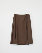 Tropical Wool Pleated Skirt - Brown