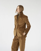Corduroy Straight Blazer - Cognac
