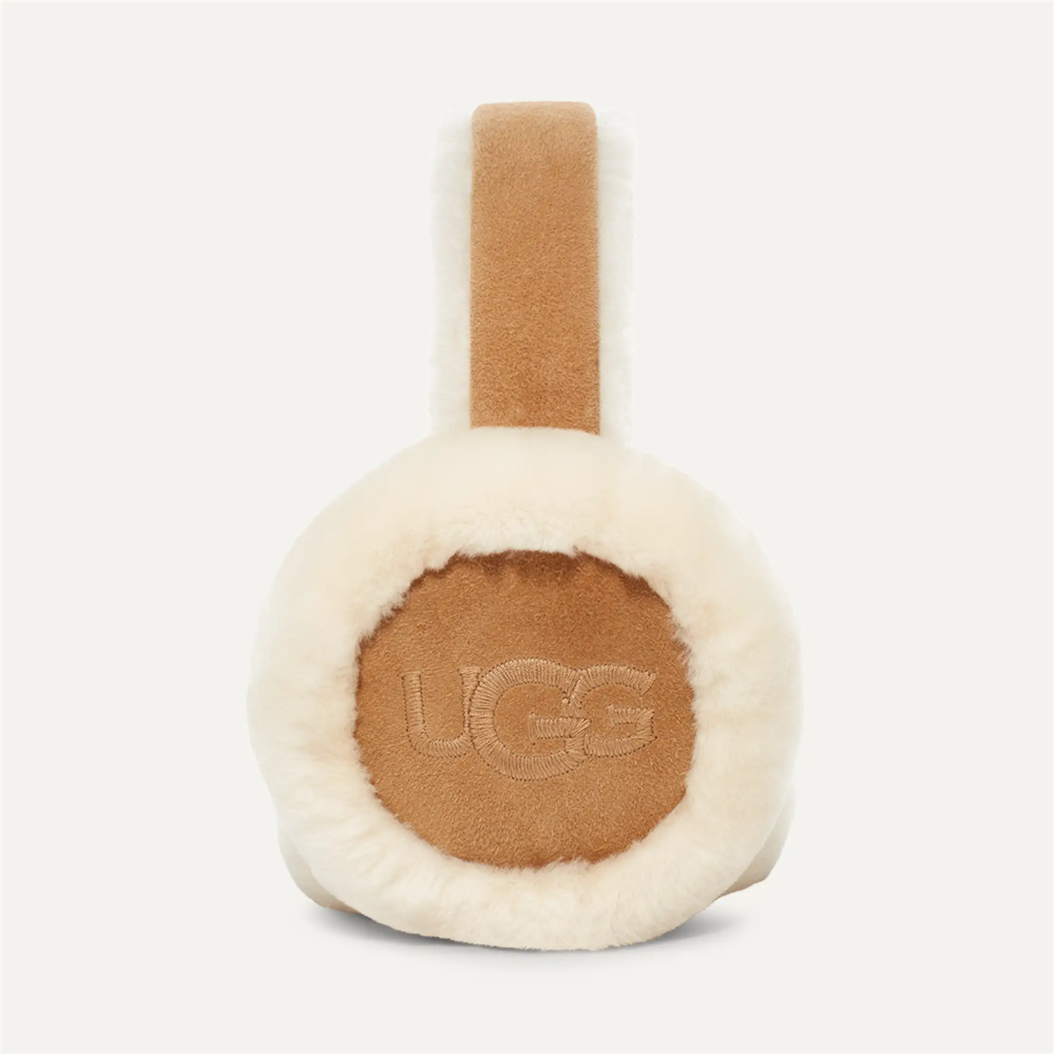Sheepskin Embroidery Earmuff - Chestnut