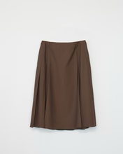Tropical Wool Pleated Skirt - Brown