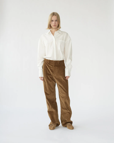 Corduroy Box Trousers - Cognac