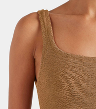 Squar Neck Swimsuit - Metallic Cocoa