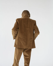 Corduroy Straight Blazer - Cognac