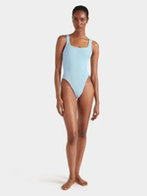 Square Neck Swimsuit - Metallic Blue