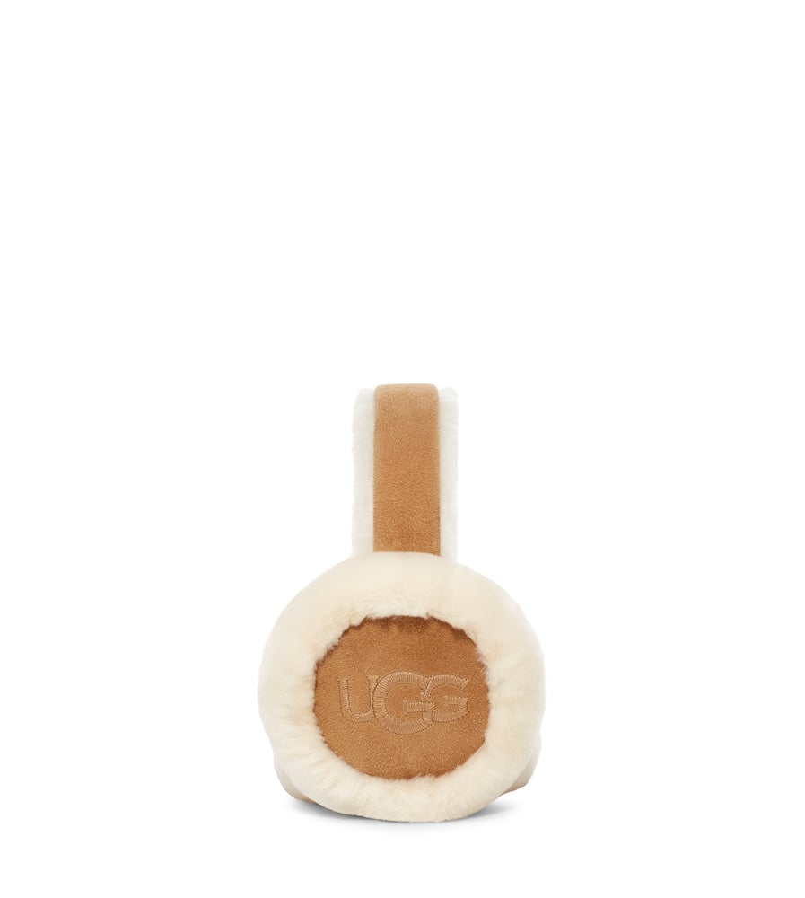 Sheepskin Embroidery Earmuff - Chestnut