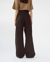 Linen Wide Box Pants - Dark Brown