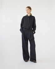 Fine Wool Oversized Shirt - Navy