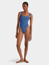 Square Neck Swimsuit - Metallic Denim