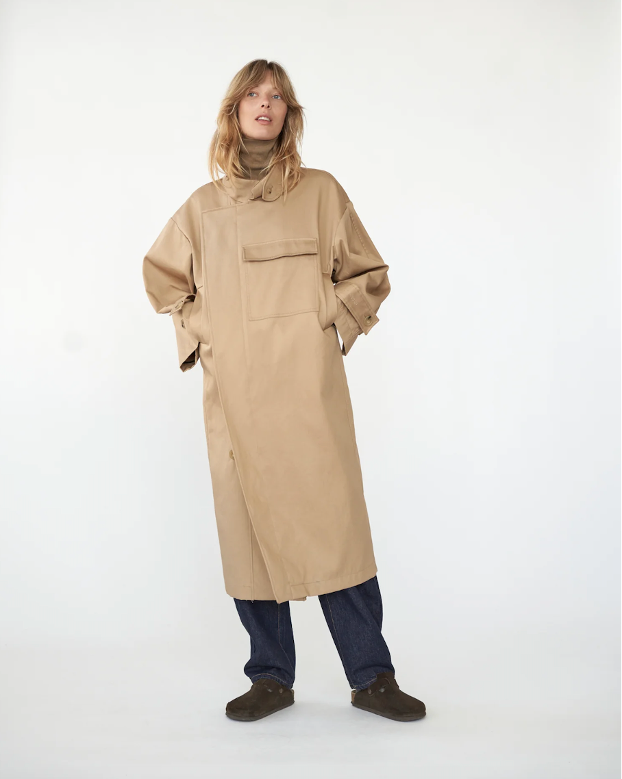 Water Resistant Coat - Cool Beige