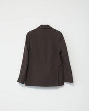 Linen Straight Blazer - Dark Brown