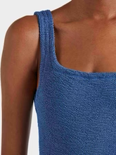 Square Neck Swimsuit - Metallic Denim