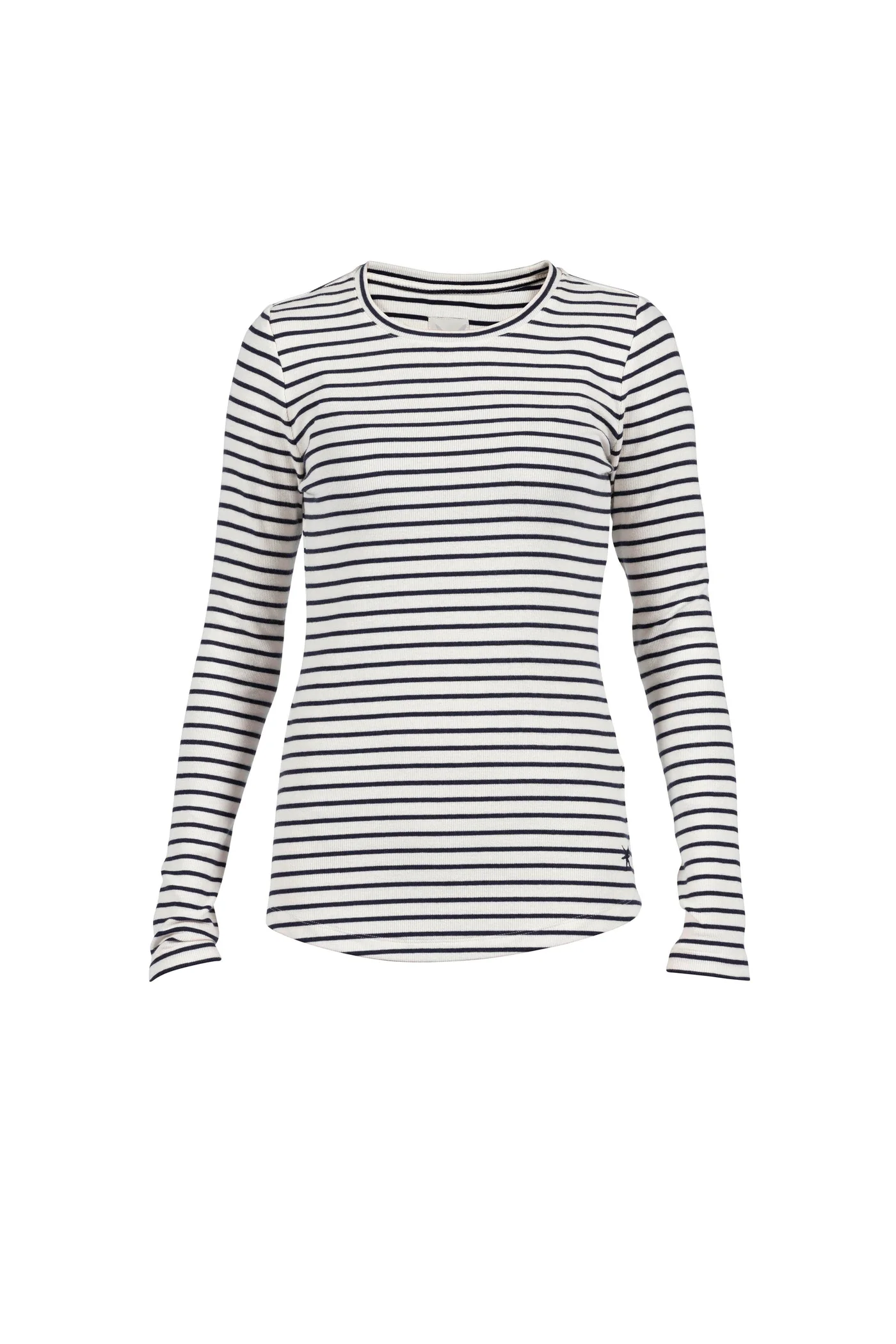 Ditte Striped LS Rib Tee - Black/Ecru