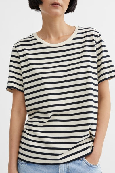 Loui Regular Tee - Dark Navy/White Stripe