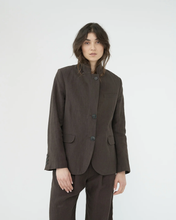 Linen Straight Blazer - Brown