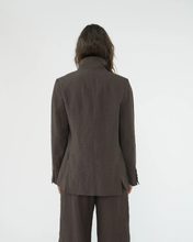 Linen Straight Blazer - Brown