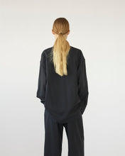 Fine Wool Oversized Shirt - Navy