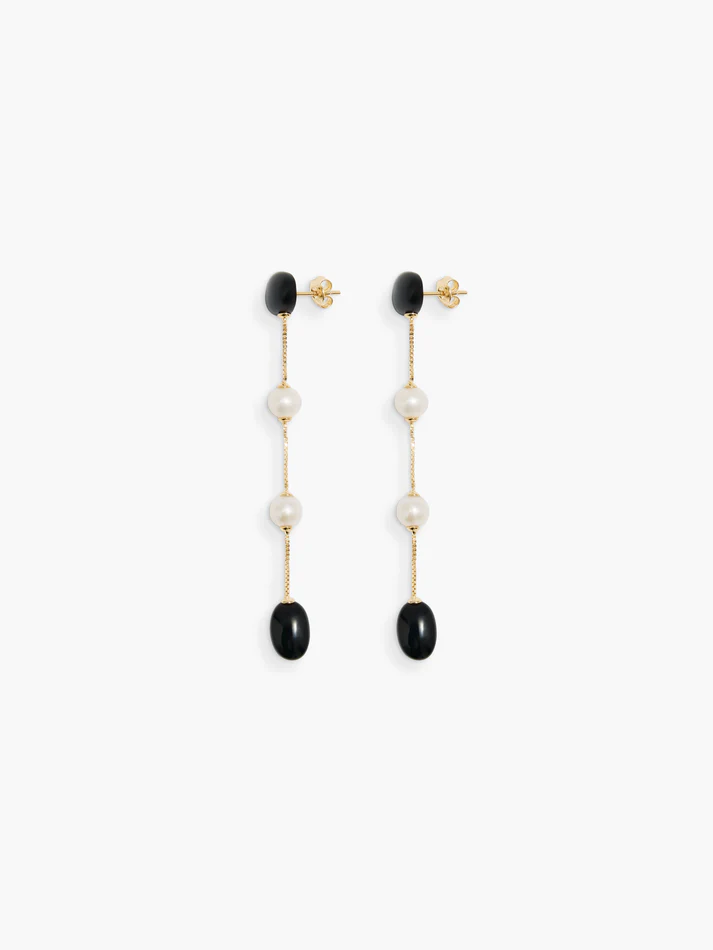 Dualism Long Earrings - Black Onyx