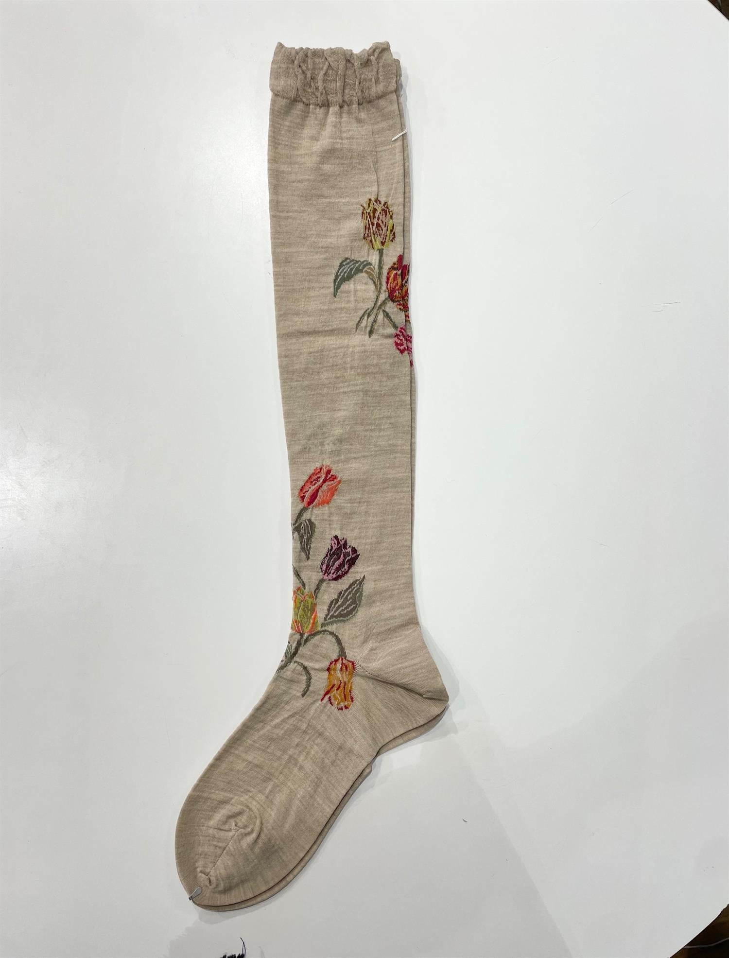 Bouquet Tulip High Socks - Beige