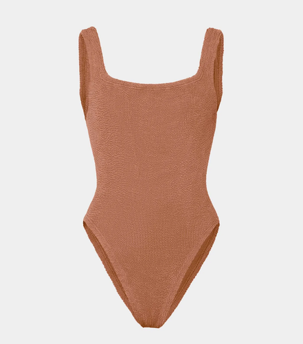 Squar Neck Swimsuit - Metallic Cocoa