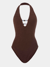 Adriana Beaded Swimsuit - Metallic Chocolate