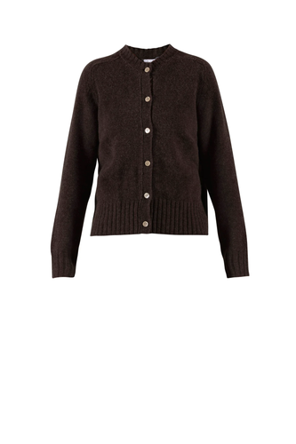 Cara Wool Cardigan - Chocolate Melange