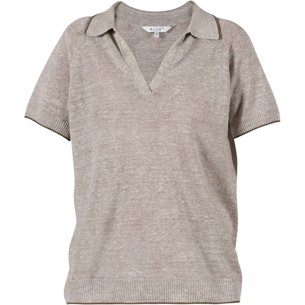 Ellis Linen Polo Knit - ChalkMelange