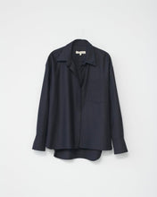 Fine Wool Oversized Shirt - Navy