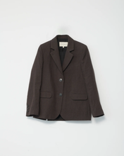 Linen Straight Blazer - Dark Brown