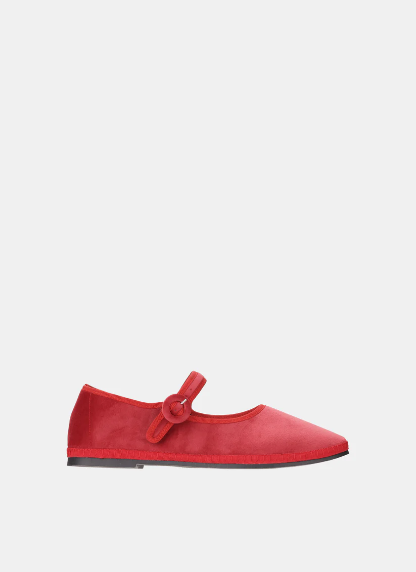 Mary jane Flats - Velluto Rosso