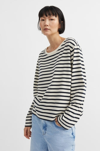 Loui Oversized Blouse - Dark Navy/White Stripe