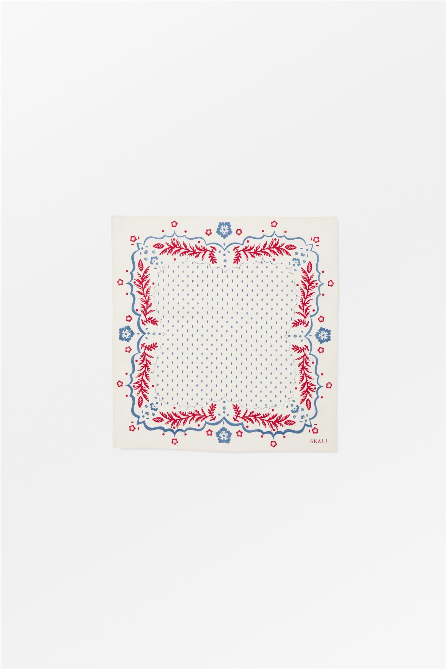 Juniper Scarf 47x47 - Cream/Blue/red