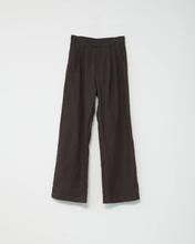 Linen Wide Box Pants - Dark Brown