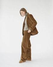 Corduroy Straight Blazer - Cognac