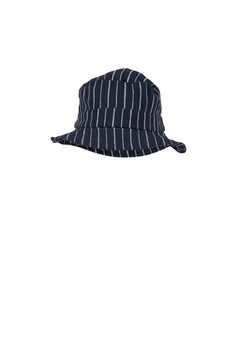 Abella Striped Cotton/Linen Hat - Navy/Chalk